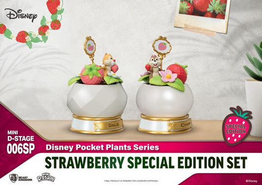 Disney Mini Diorama Stage Statues Pocket Plants Series Strawberry Special Edition Set 12 cm